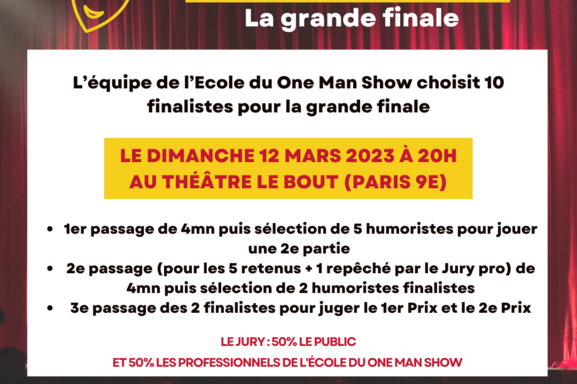 JEU-CONCOURS : faire la première partie d'un grand concours d'humoristes, ça vous tente ? Venez vous produire sur scène grâce à Casting.Fr, l'École du One Man Show et le théâtre Le Bout !