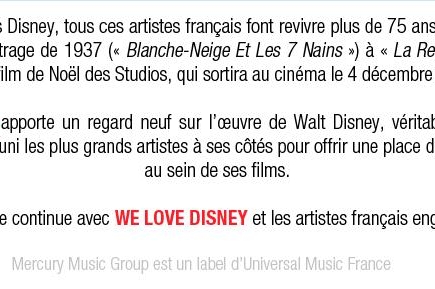 "We love Disney", un album d'exception revisitant les plus grands classiques de Disney